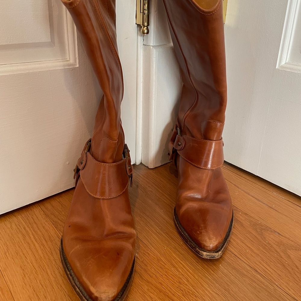 Vintage Joan & David cowboy brass buckle boots